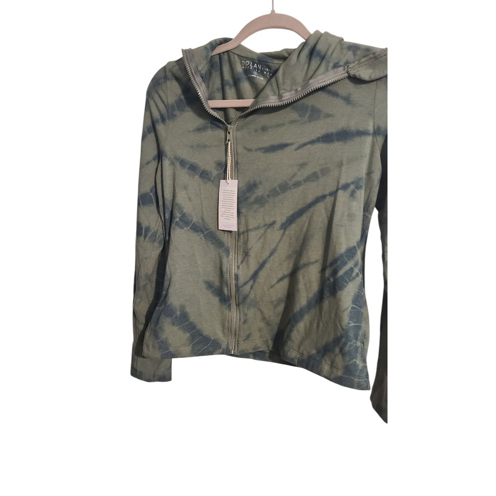 Dolan T-shirt Jacket Green/Blue tie dye Asymetrical Mini Zip